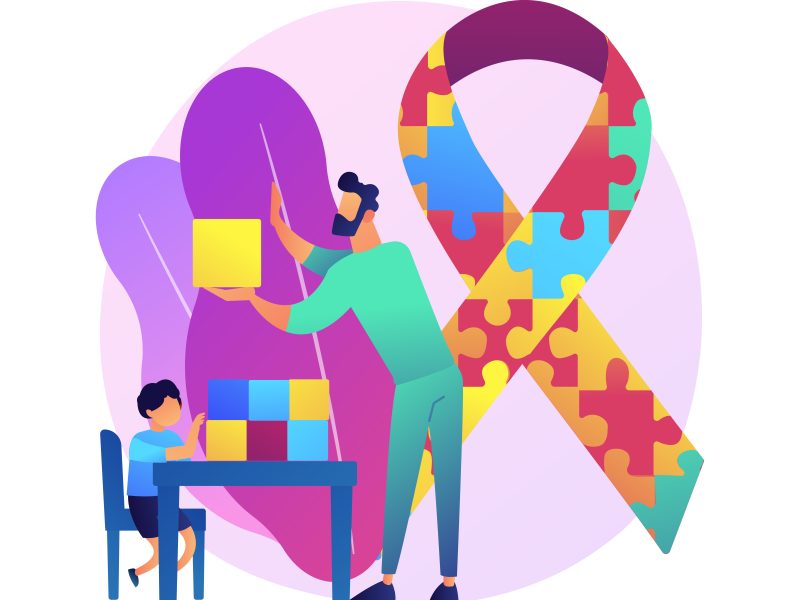 Autism treatment abstract concept vector illustration. Autism therapy, applied behavior analysis, children development, disorder counseling, cognitive disability treatment abstract metaphor.